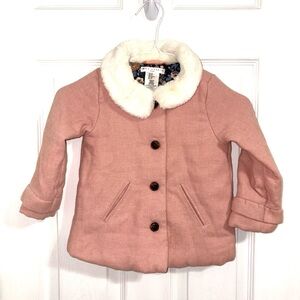 Max Studio Pink Pea Coat with Faux Fur Collar